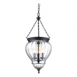 Domus-DIANA Lantern Black Pendant with Clear Glass 240V - 3 x E14 - Clear